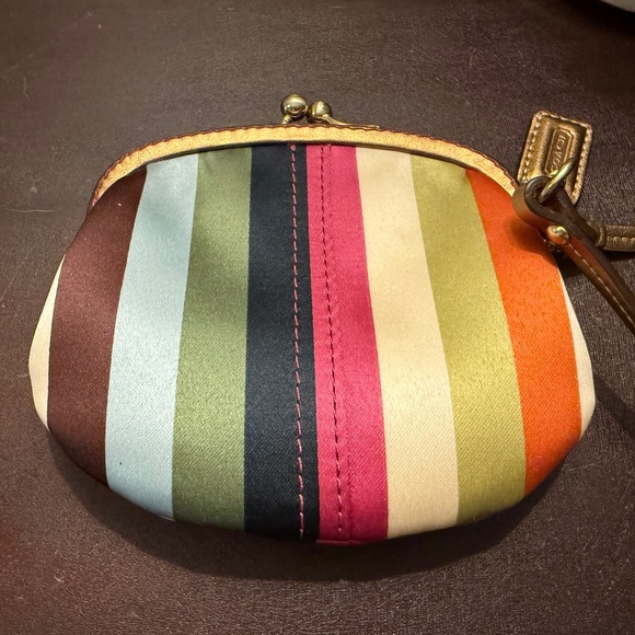 Coach Legacy Stripe Kisslock Wristlet - Picture 3 of 6